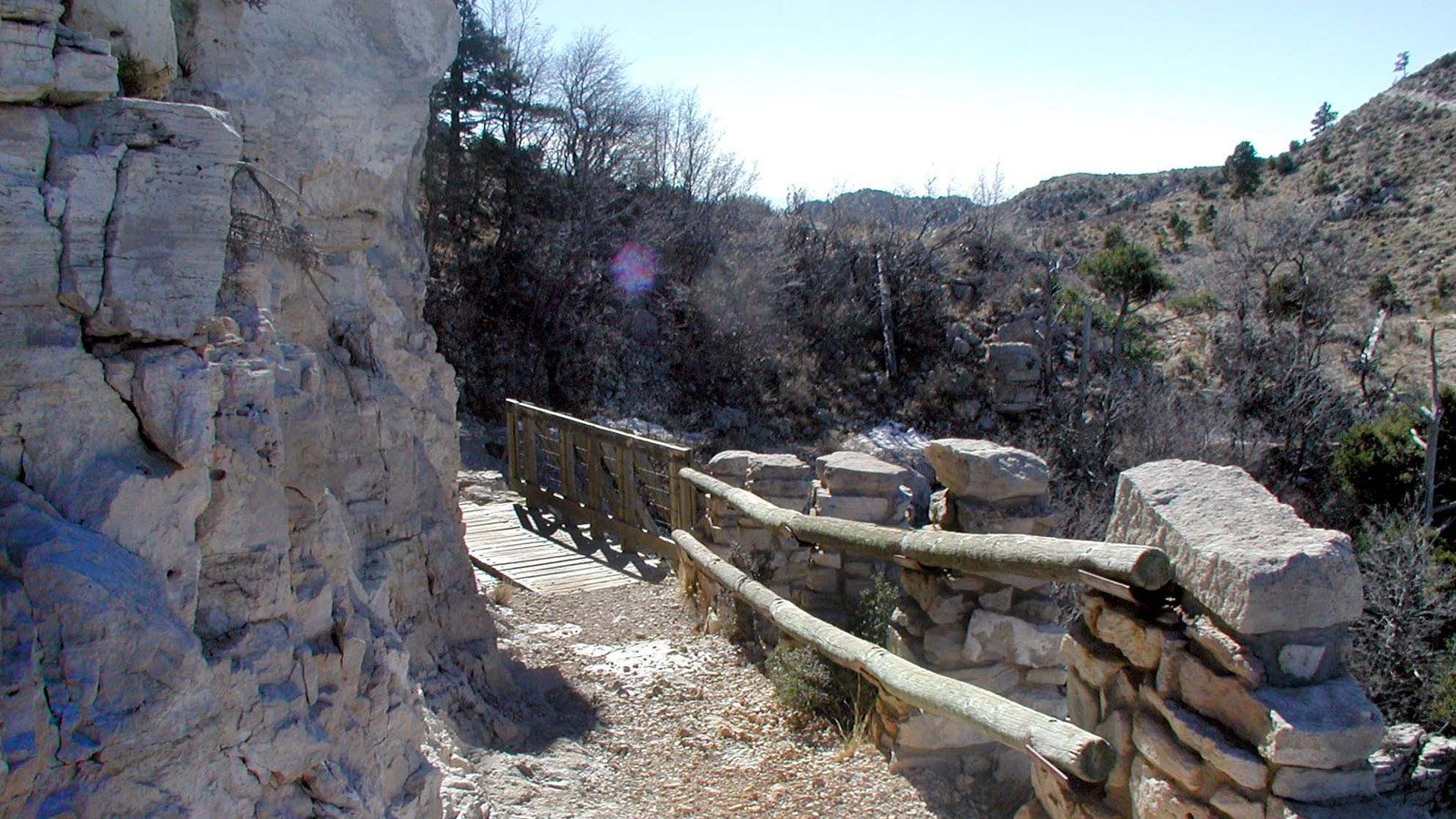 A wooden bridge along the trail.