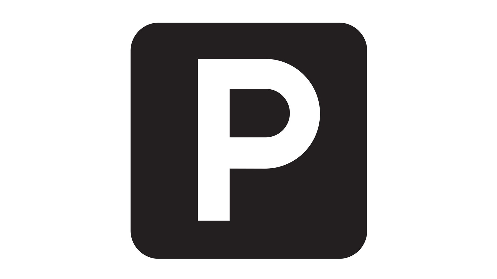 A P symbol denoting a parking area