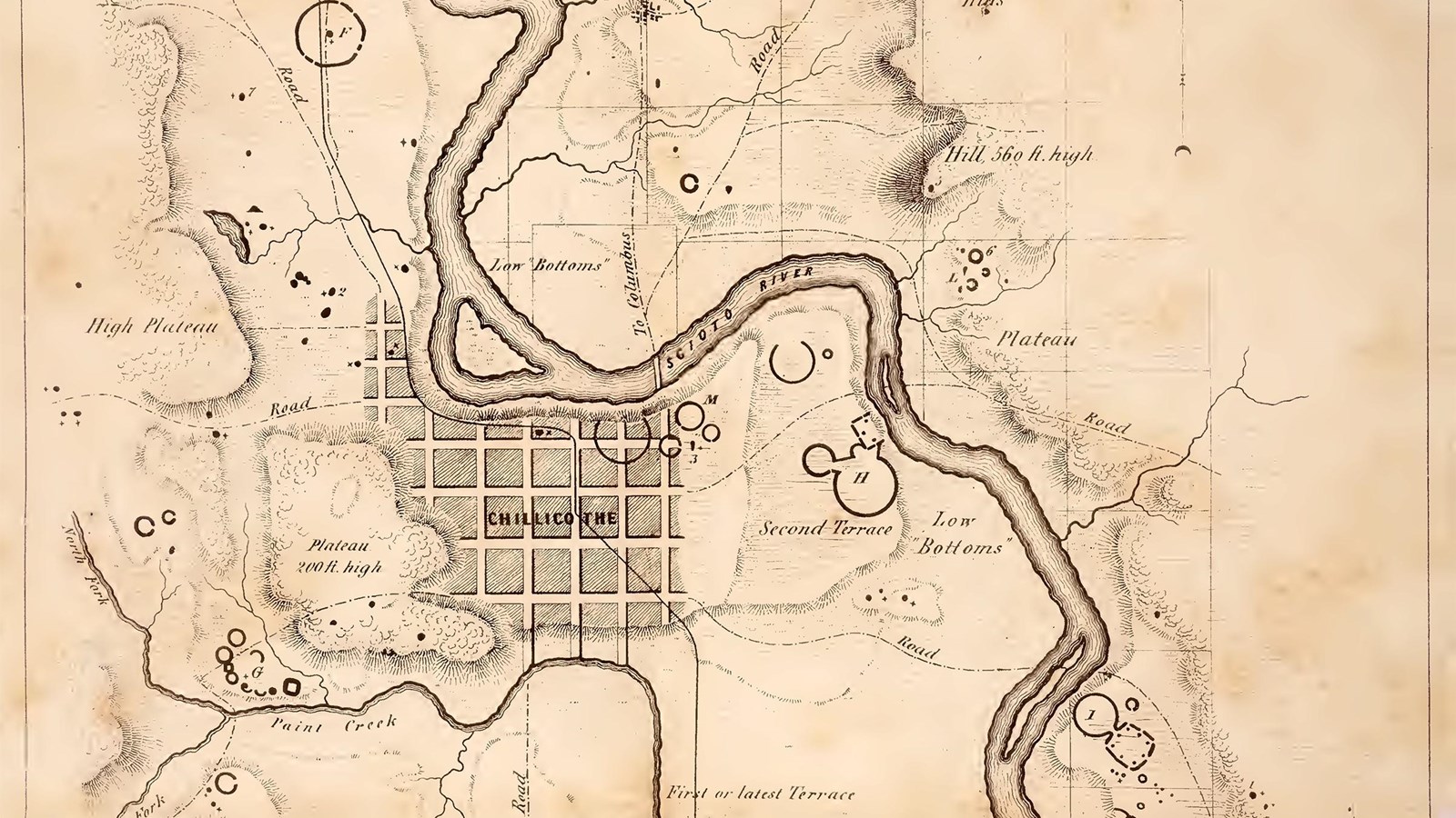 Map of Hopewell monuments.