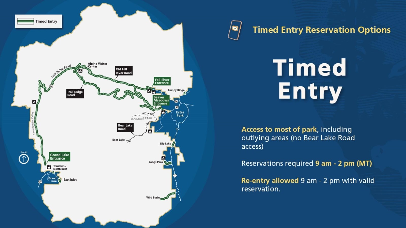 Timed Entry Graphic with a map of RMNP