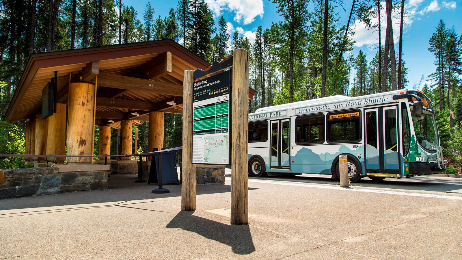 Shuttle at the Apgar Visitor Center