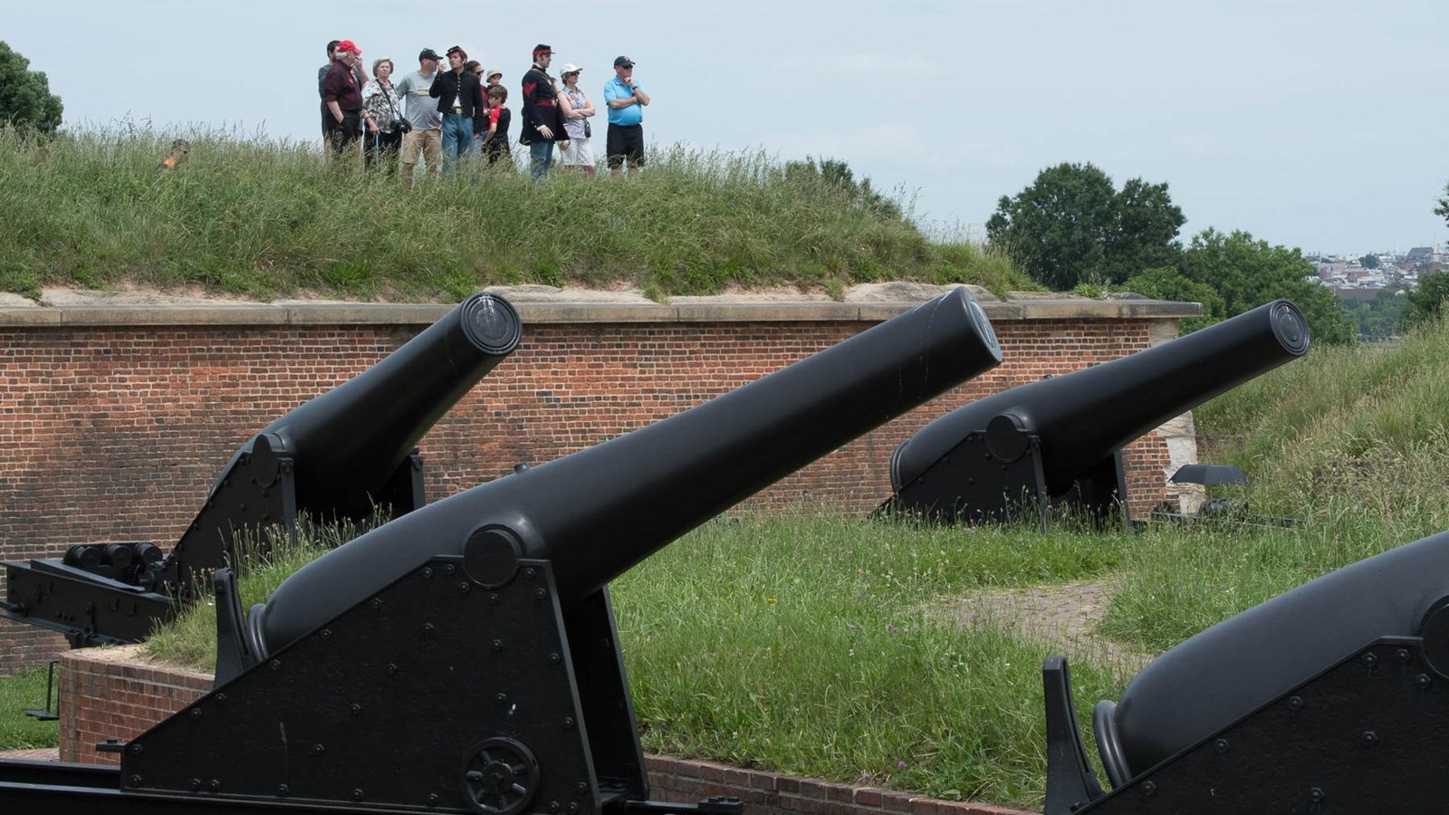 A view of the outer battery showing several Rodman cannons facing Bastion 5.