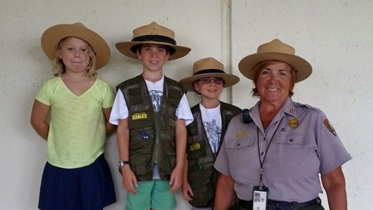 Jr Ranger and Ranger at the Pearl Harbor Visitor Center