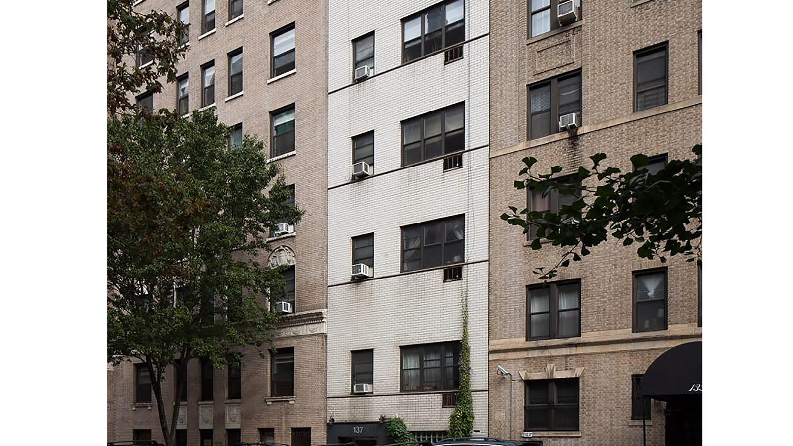 Exterior of New York City apartments. 