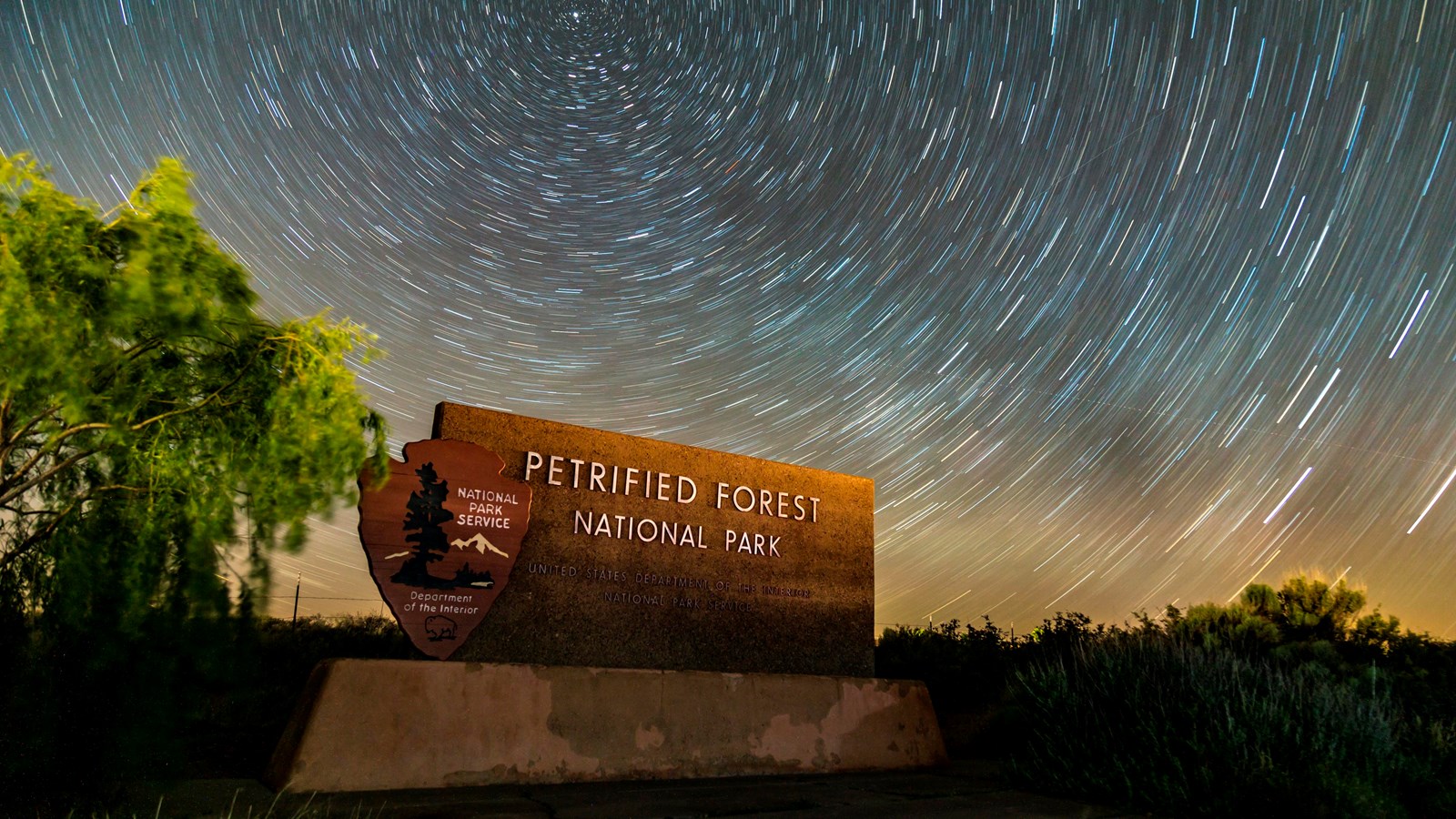 The entrance sign with 