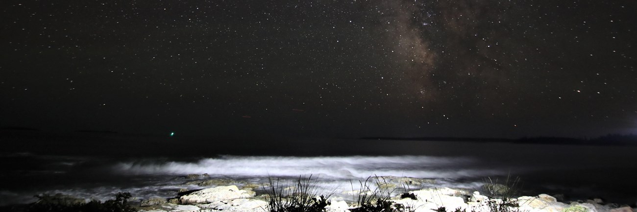 Waves and Milky Way at Seawall Picnic Area