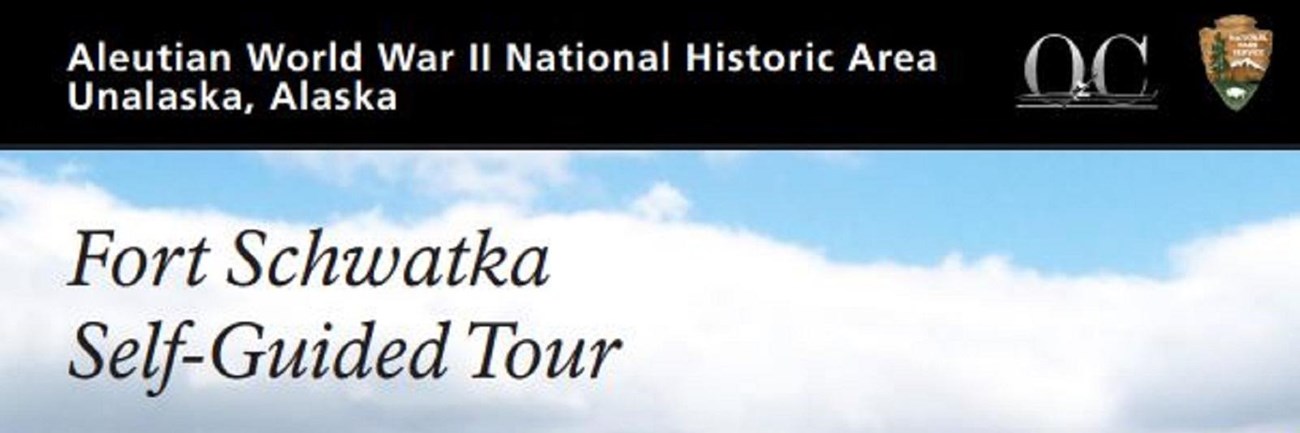 Colorful cover of a walking guide for a fort with a black bar that says NPS