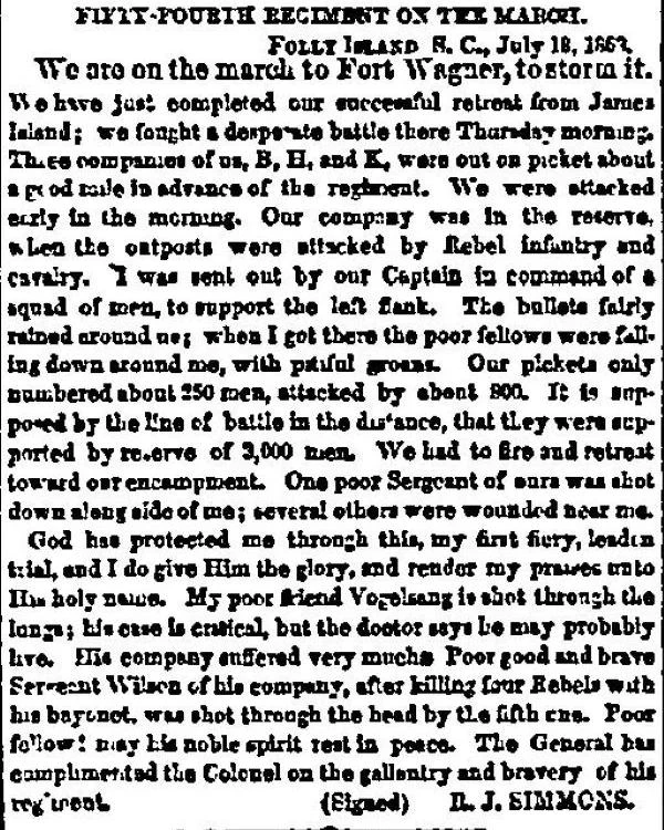 A scan of a letter published on December 23, 1863 in the New York Tribune