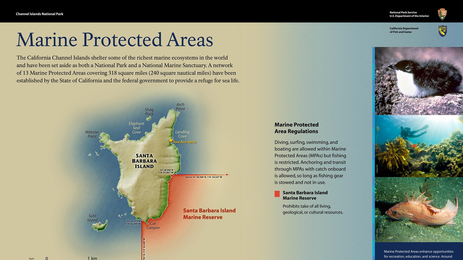 Graphic showing map of island with marine protected zones.