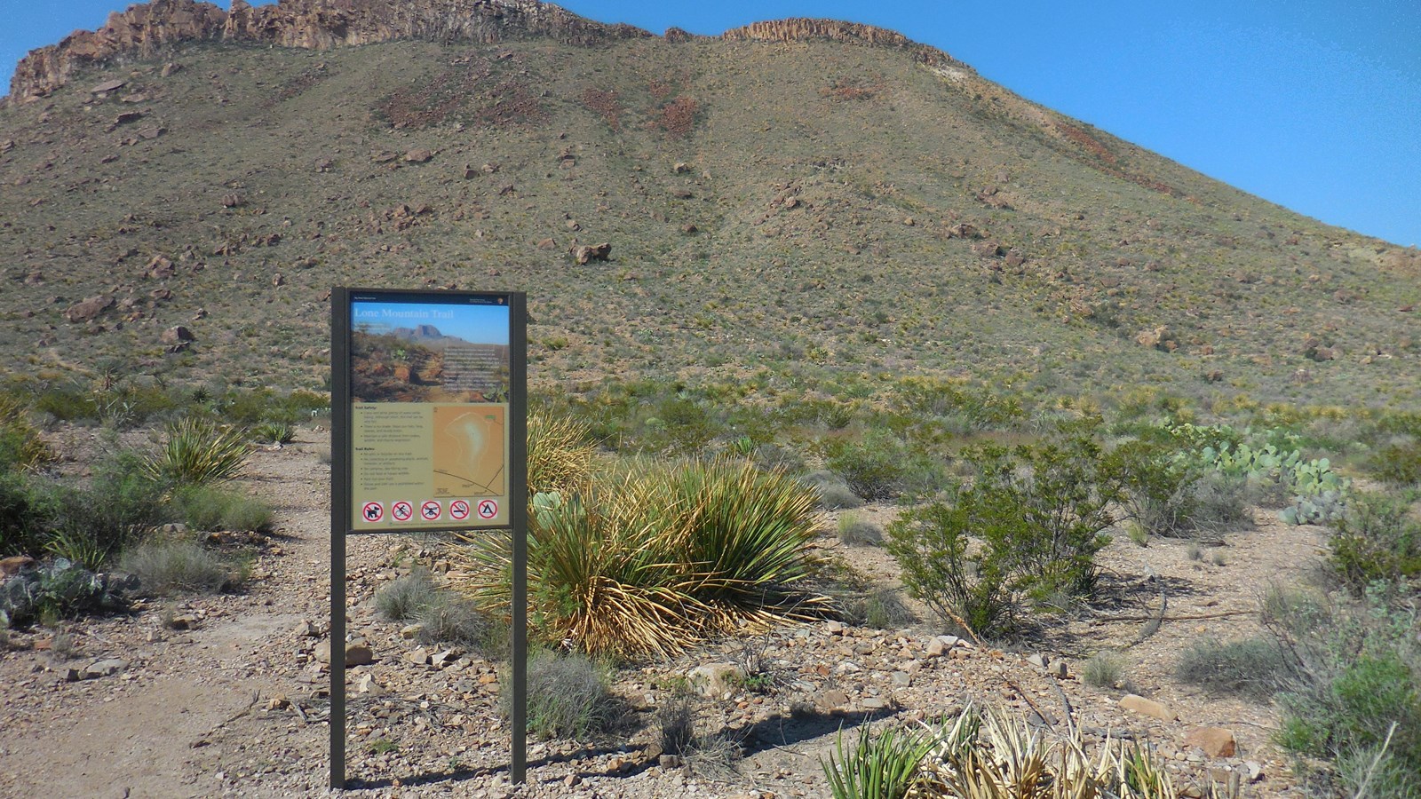 A sign and path mark the beginning of the loop trail.