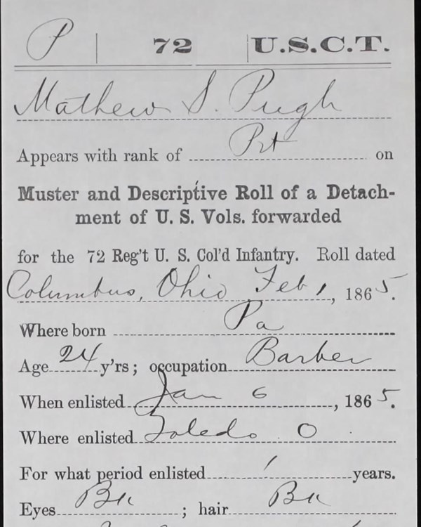 Muster Roll of Matthew S. Pugh