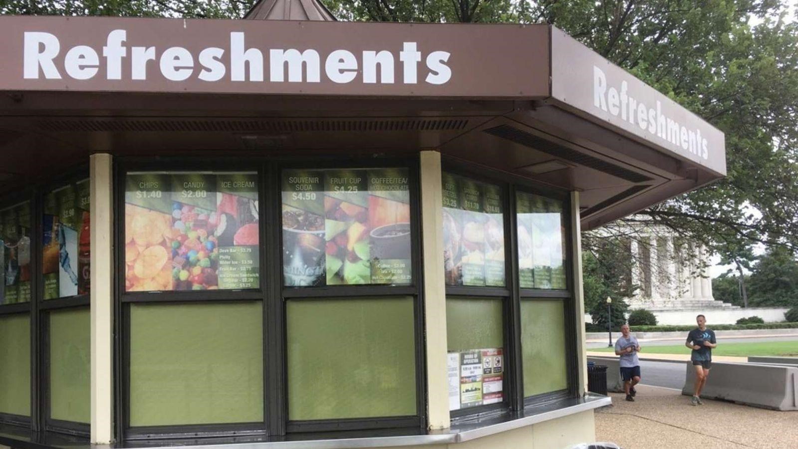 Closed refreshment stand.