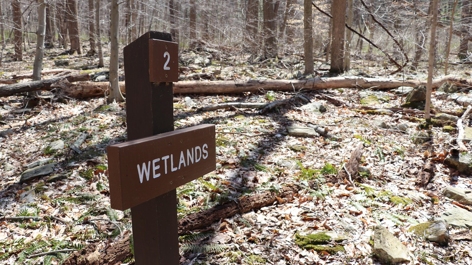 A brown wooden sign reading