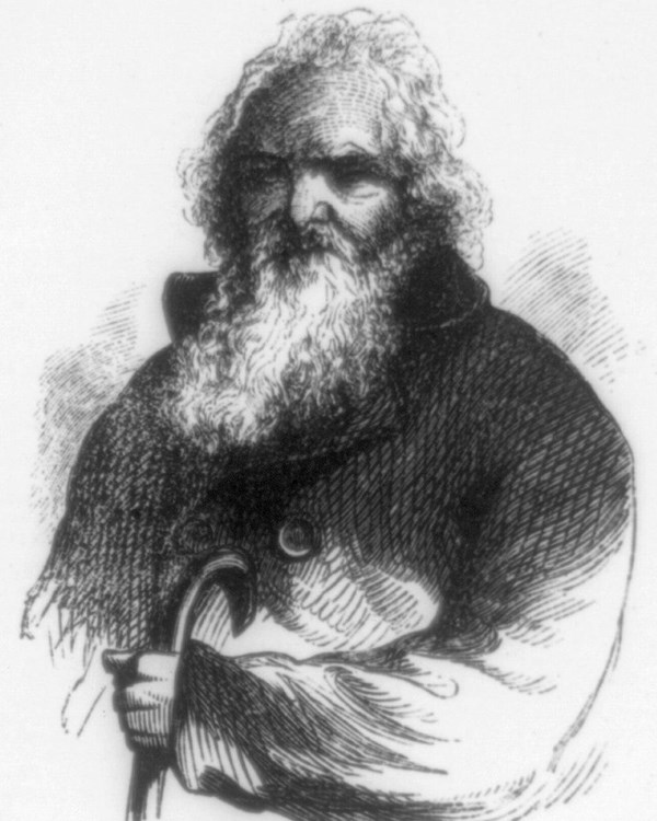 A old man with a long beard and fluffy hair.