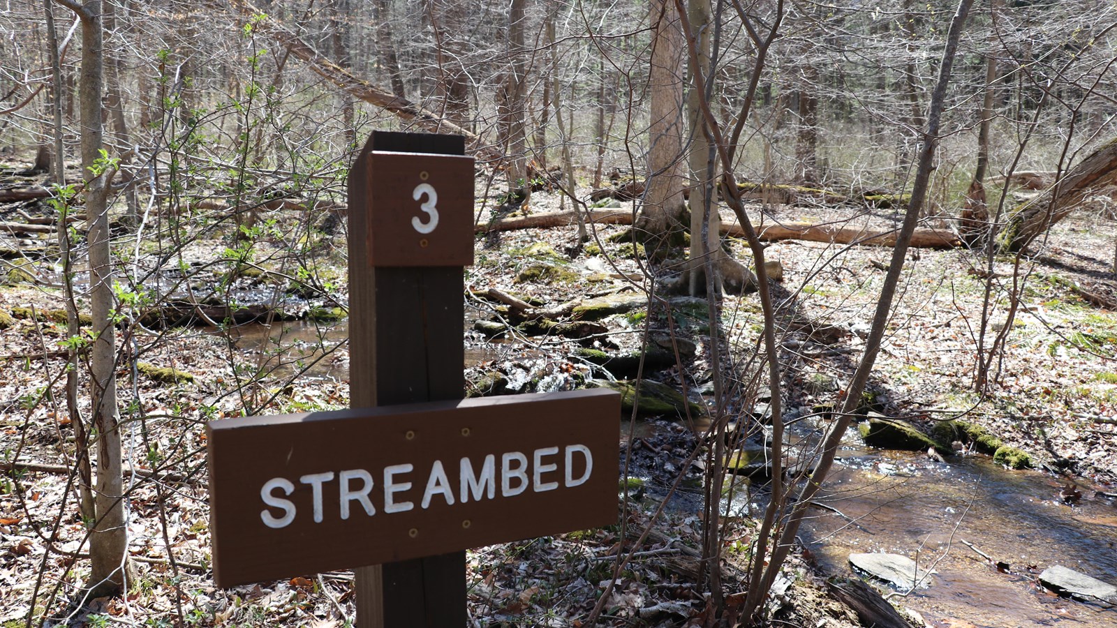 A brown wooden sign reading
