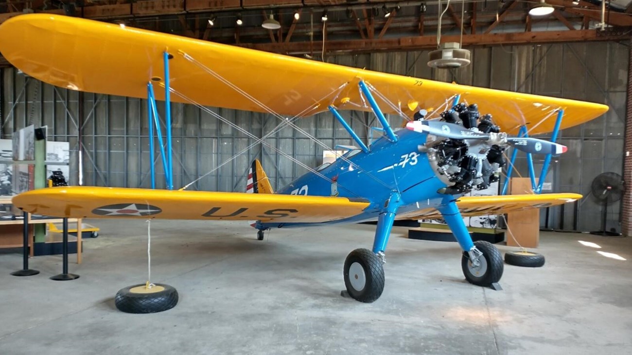 PT-17 Stearman biplane in Hangar 1