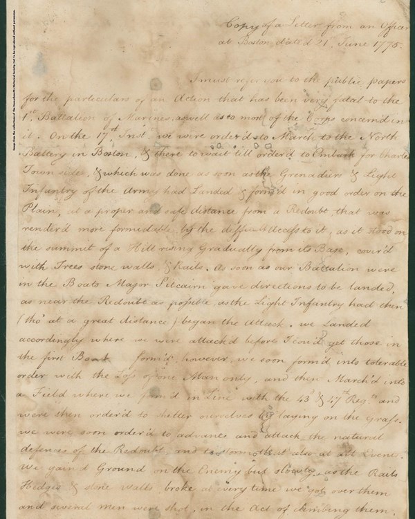 A handwritten letter on well worn parchment.