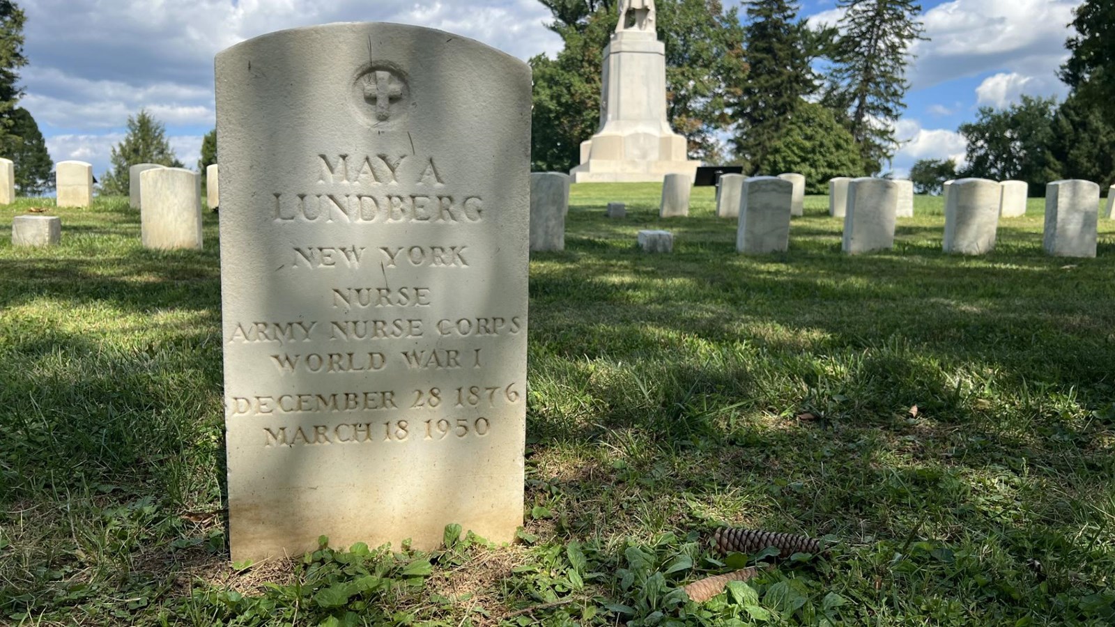 white headstone on a sunny day