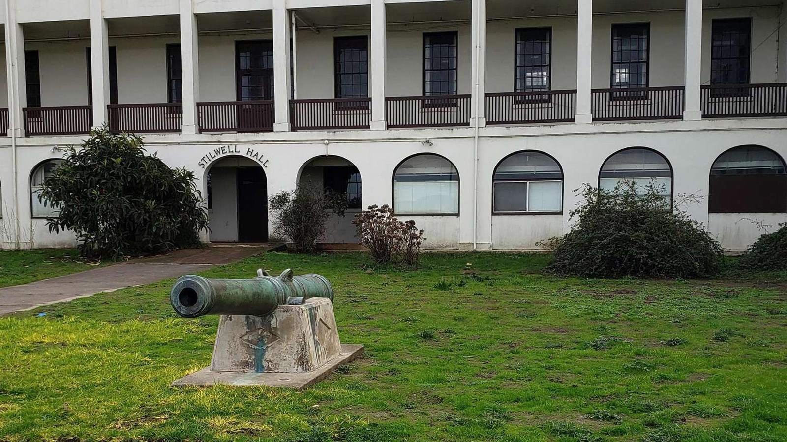 Bronze cannon in front of Stilwell Hall El Ymuencible