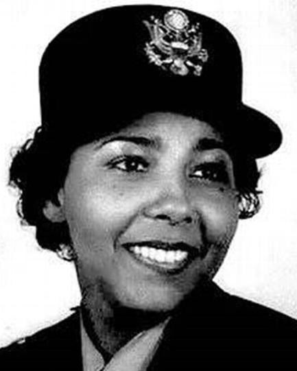 Black and white photo of African American woman in WW2 uniform