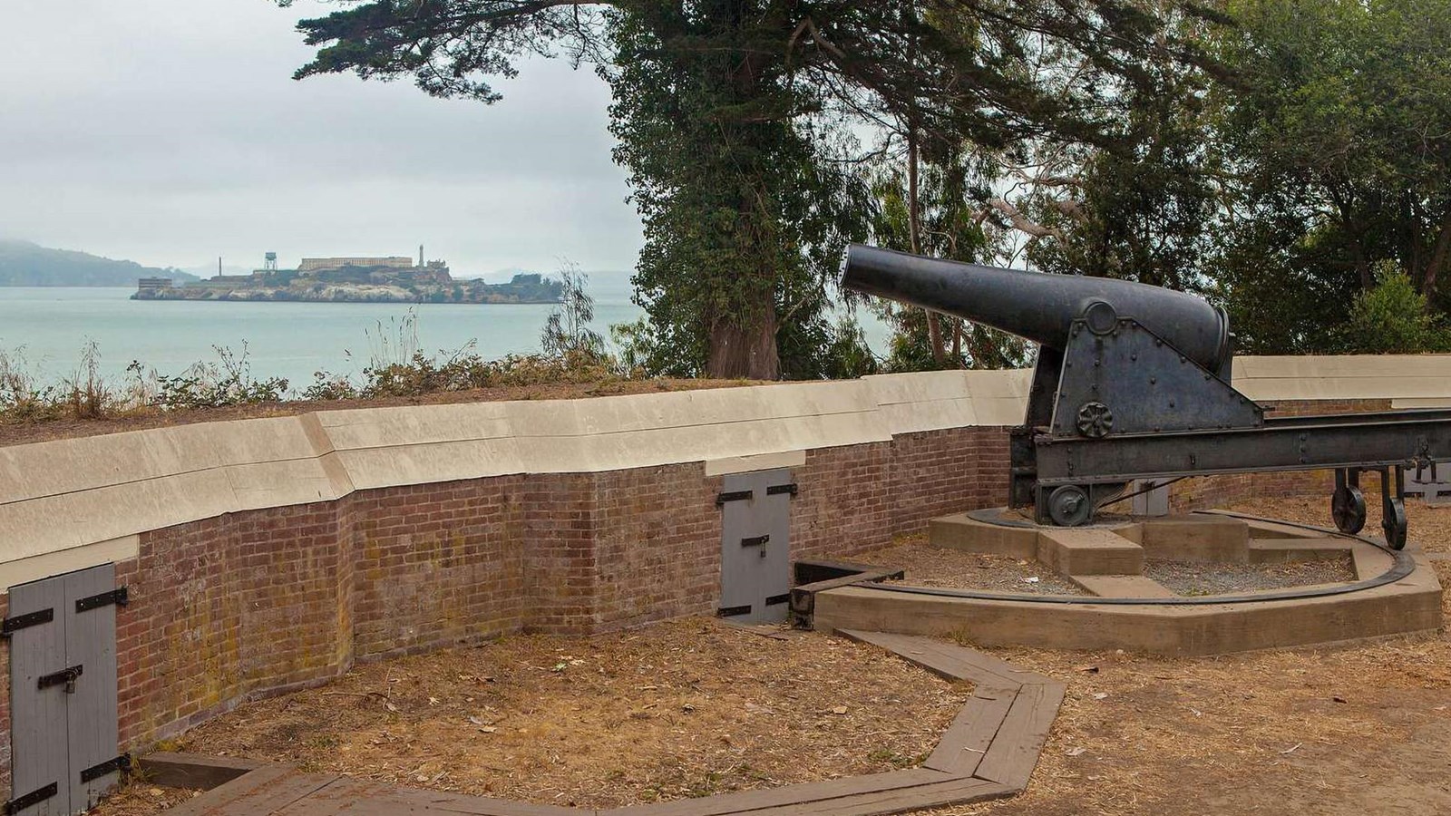A look at one of the original cannons at the Battery\'s overlook restored for visitors to see.