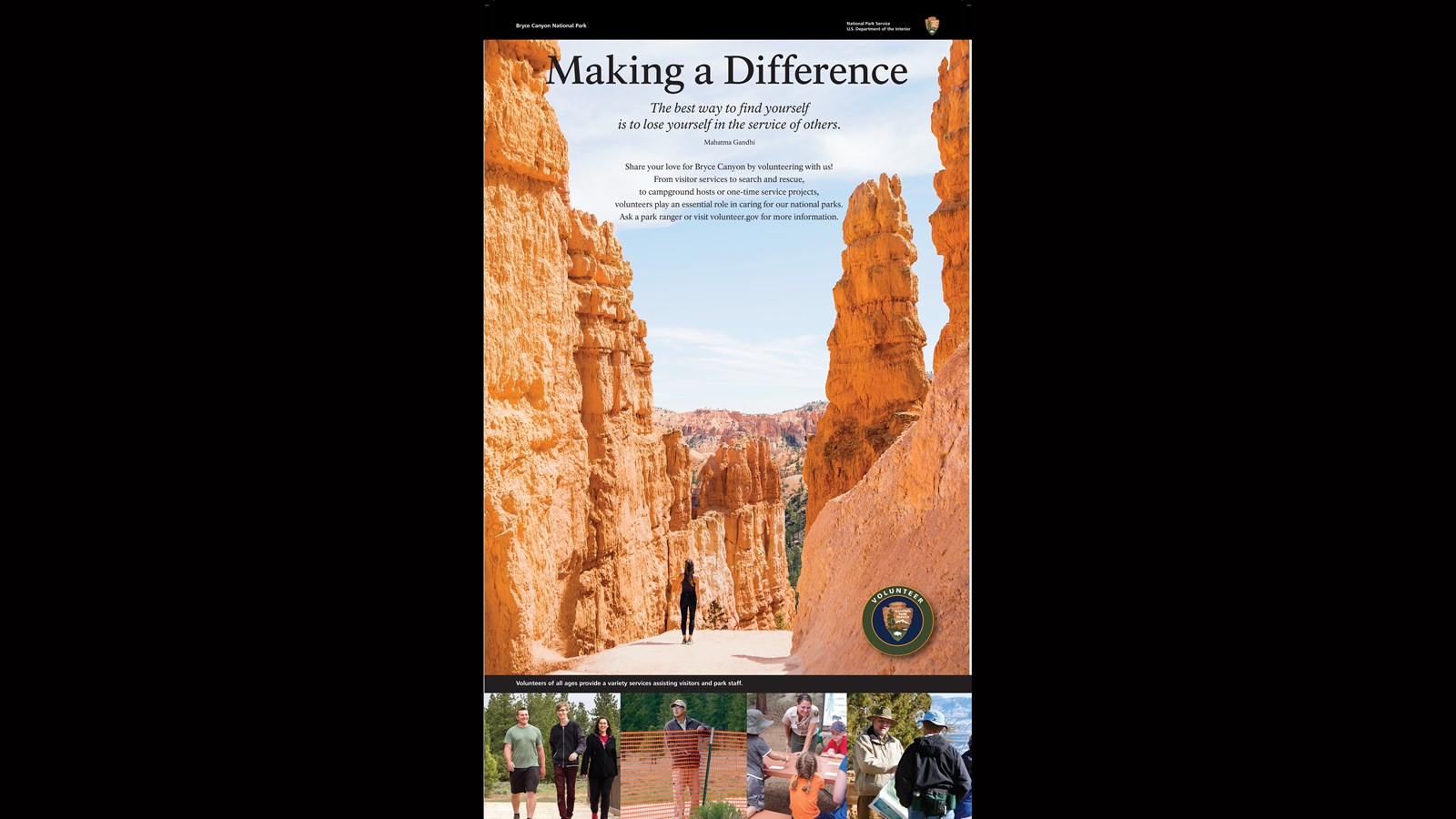 Wayside exhibit describing the benefits of volunteering for the park.