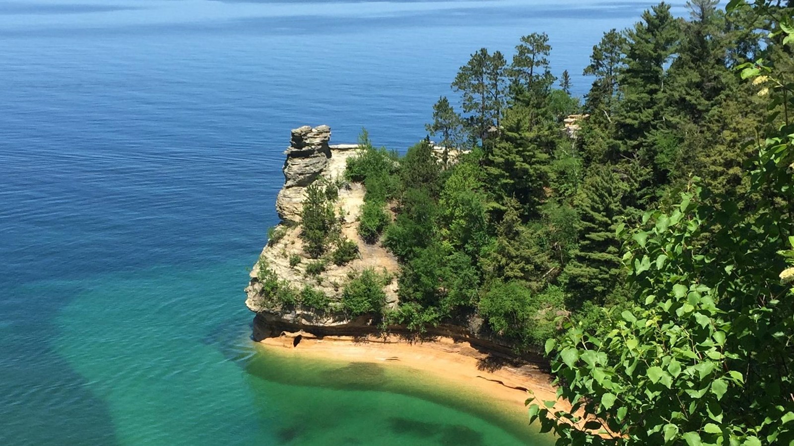 View of Miners Castle on sunny day from the main viewing platform