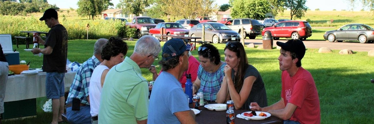 A group of people at a picnic