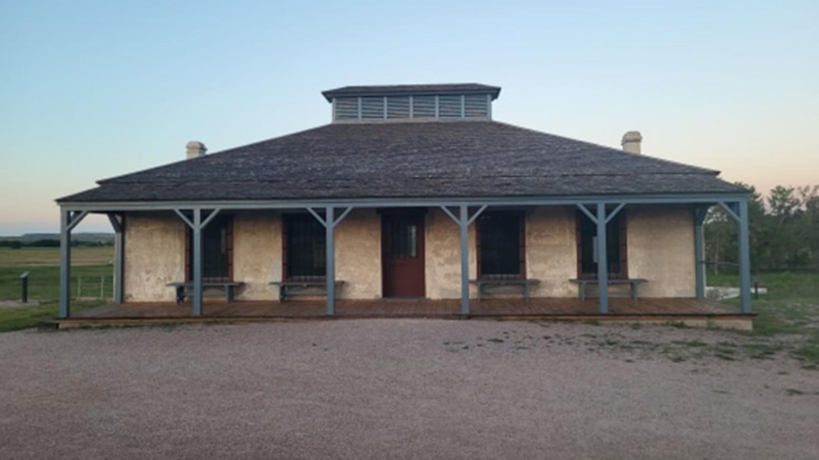 A wood and lime-grout framed building.