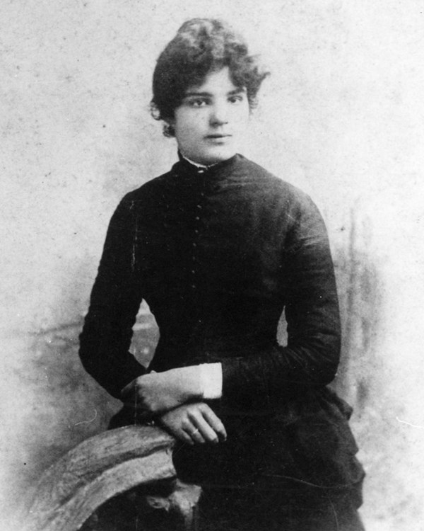 black and white photo of seated woman