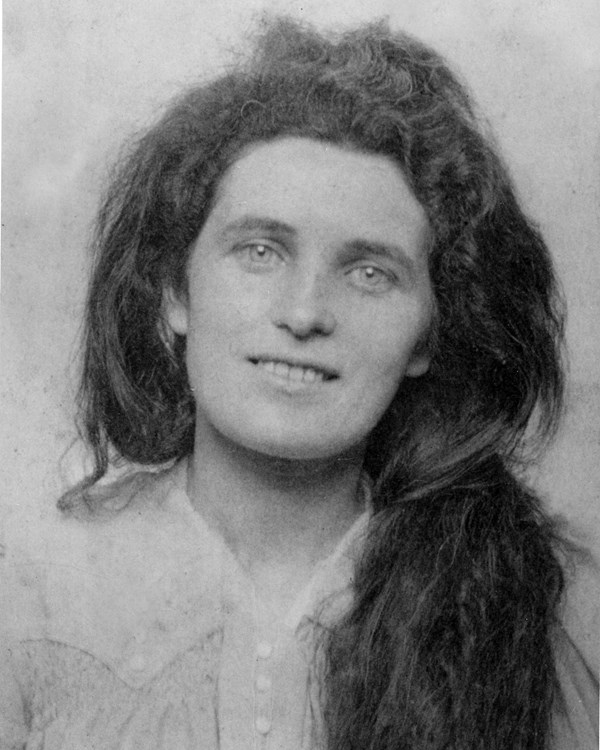 black and white photo of smiling woman