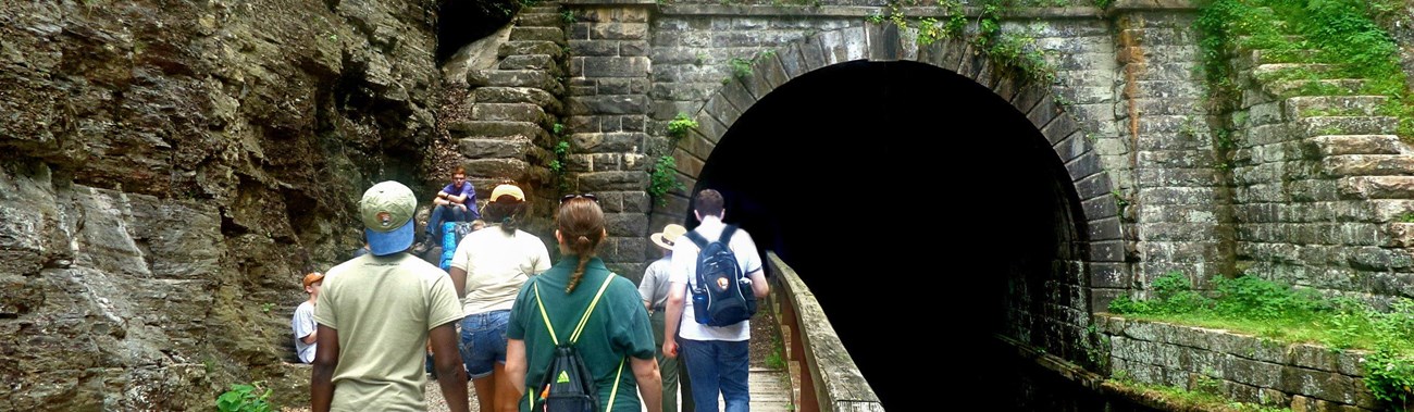 Visitors walk on the Potomac Heritage Trail. 