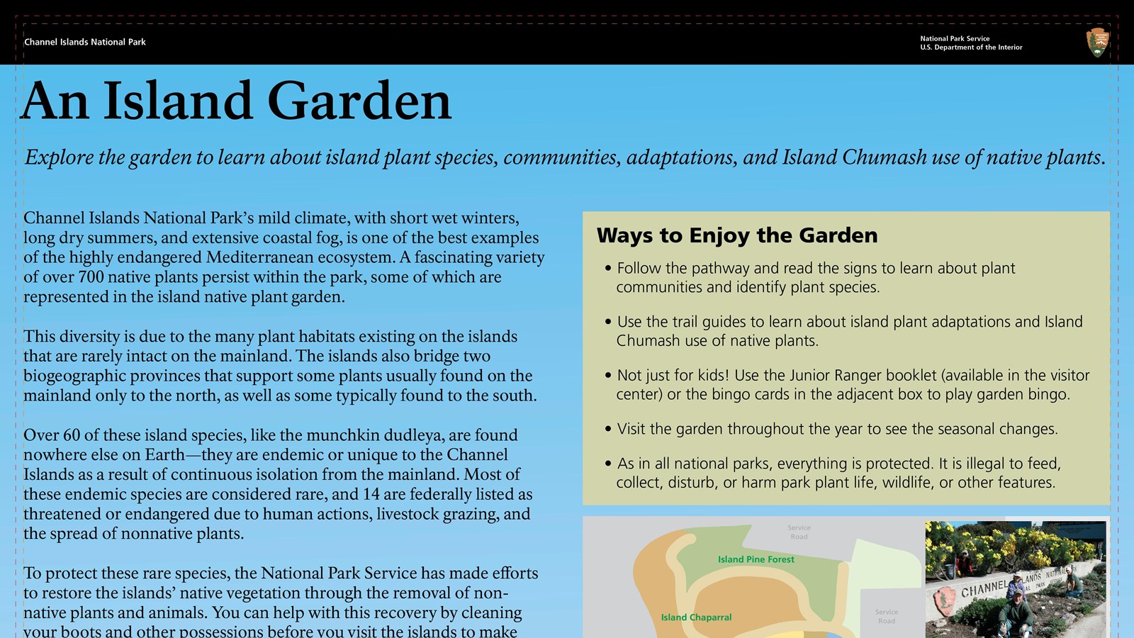 Image of the graphic and text for the garden entrance sign.