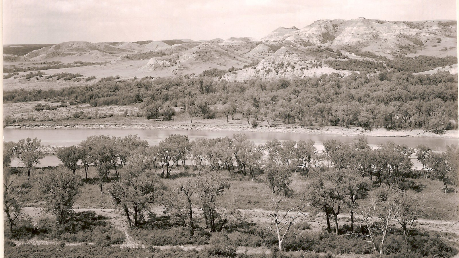 Elkhorn Ranch from Above in black and white