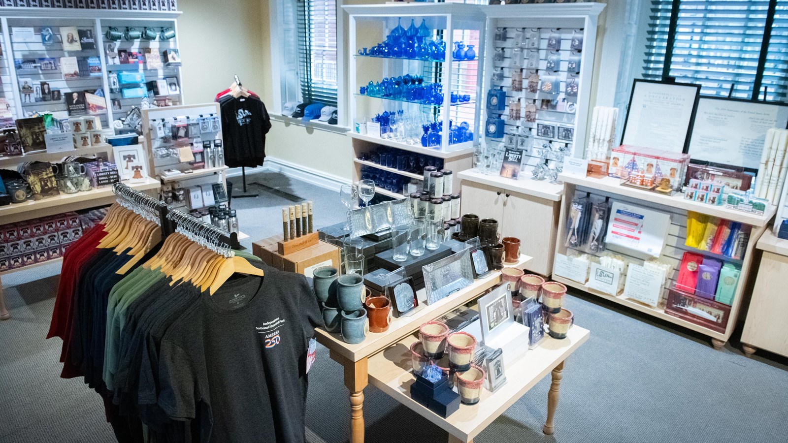 view of the interior of the gift shop in the East Wing of Independence Hall