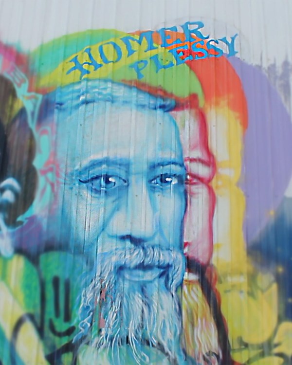 painted mural of Homer Plessy