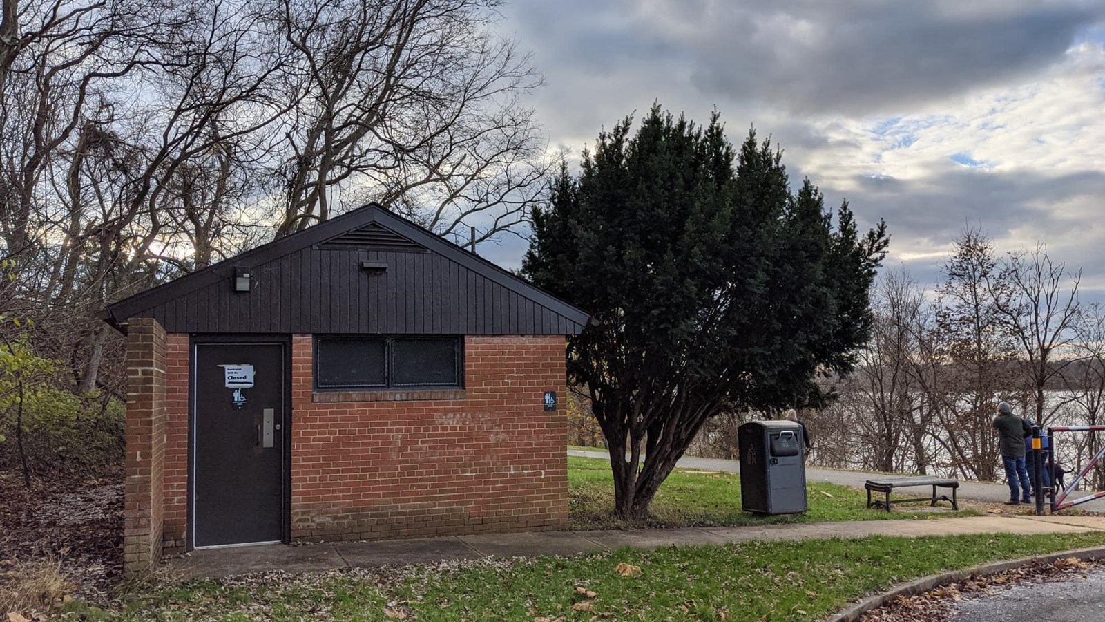 Small brick restroom building