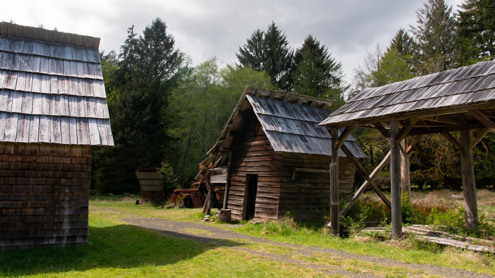 Dilapidated wooden buildings