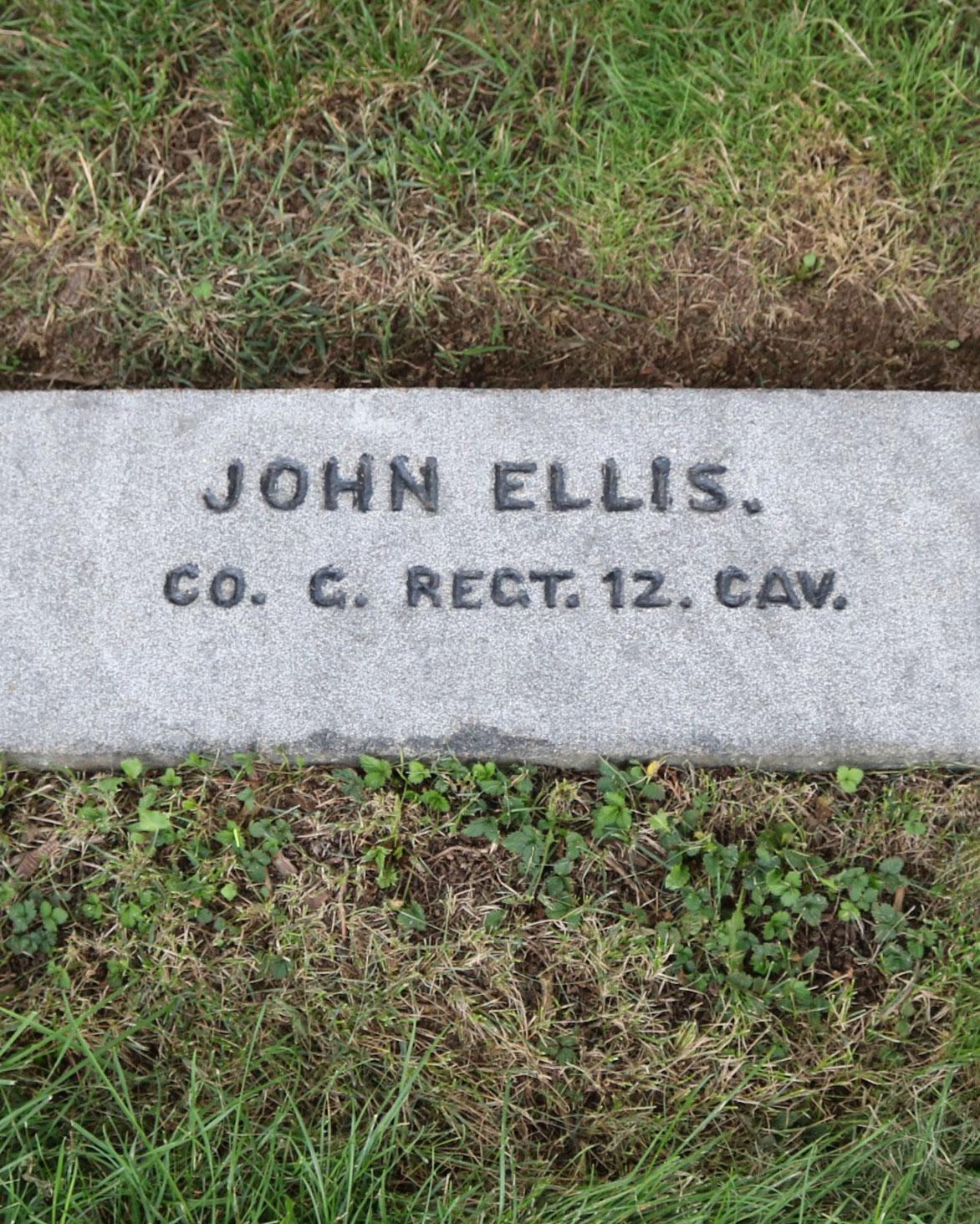Gravestone of John Eliis in Gettysburg National Cemetery