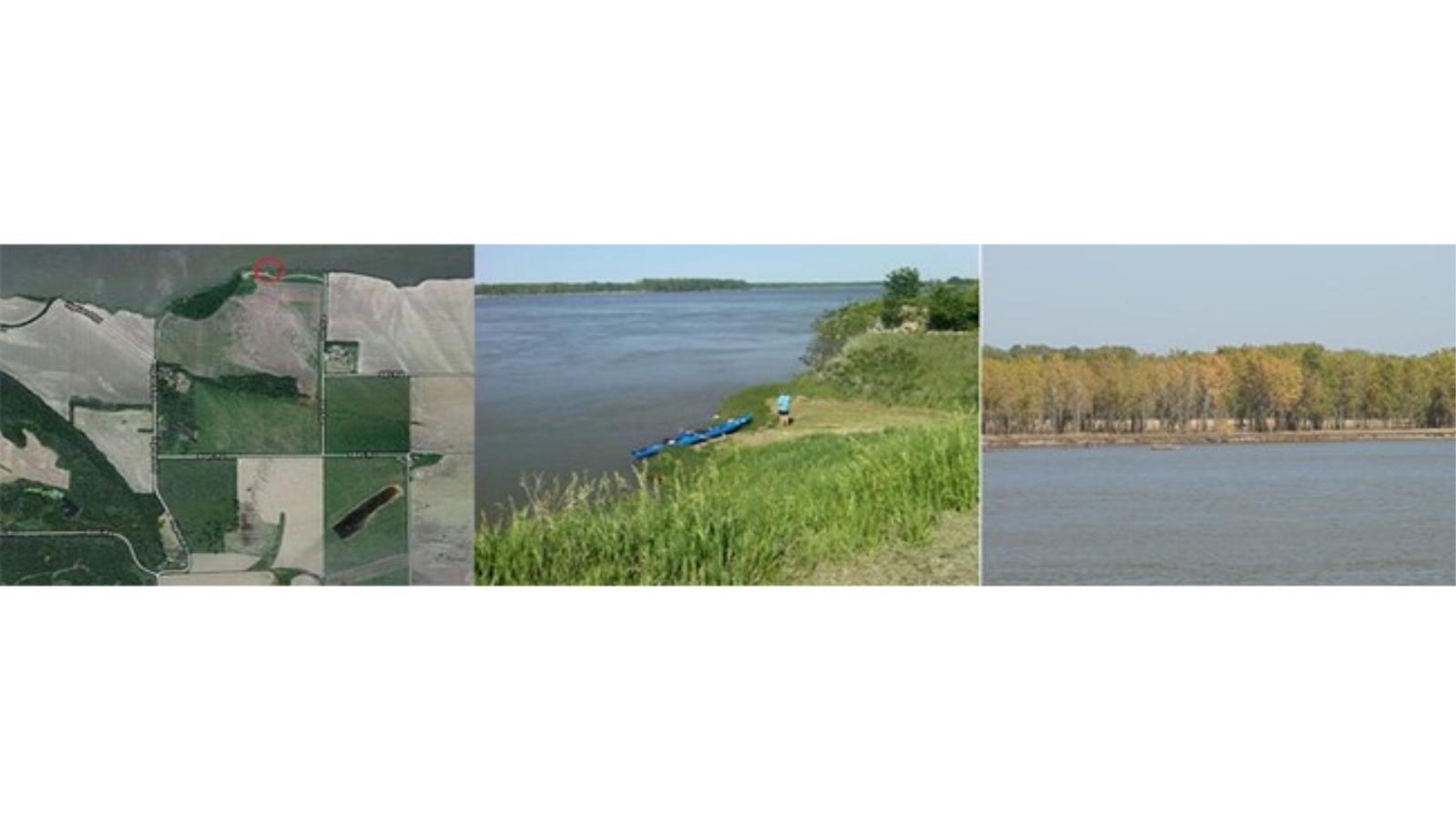Aerial map of Ponca river access. Launch point is in grassy area wore in to have a foot path.