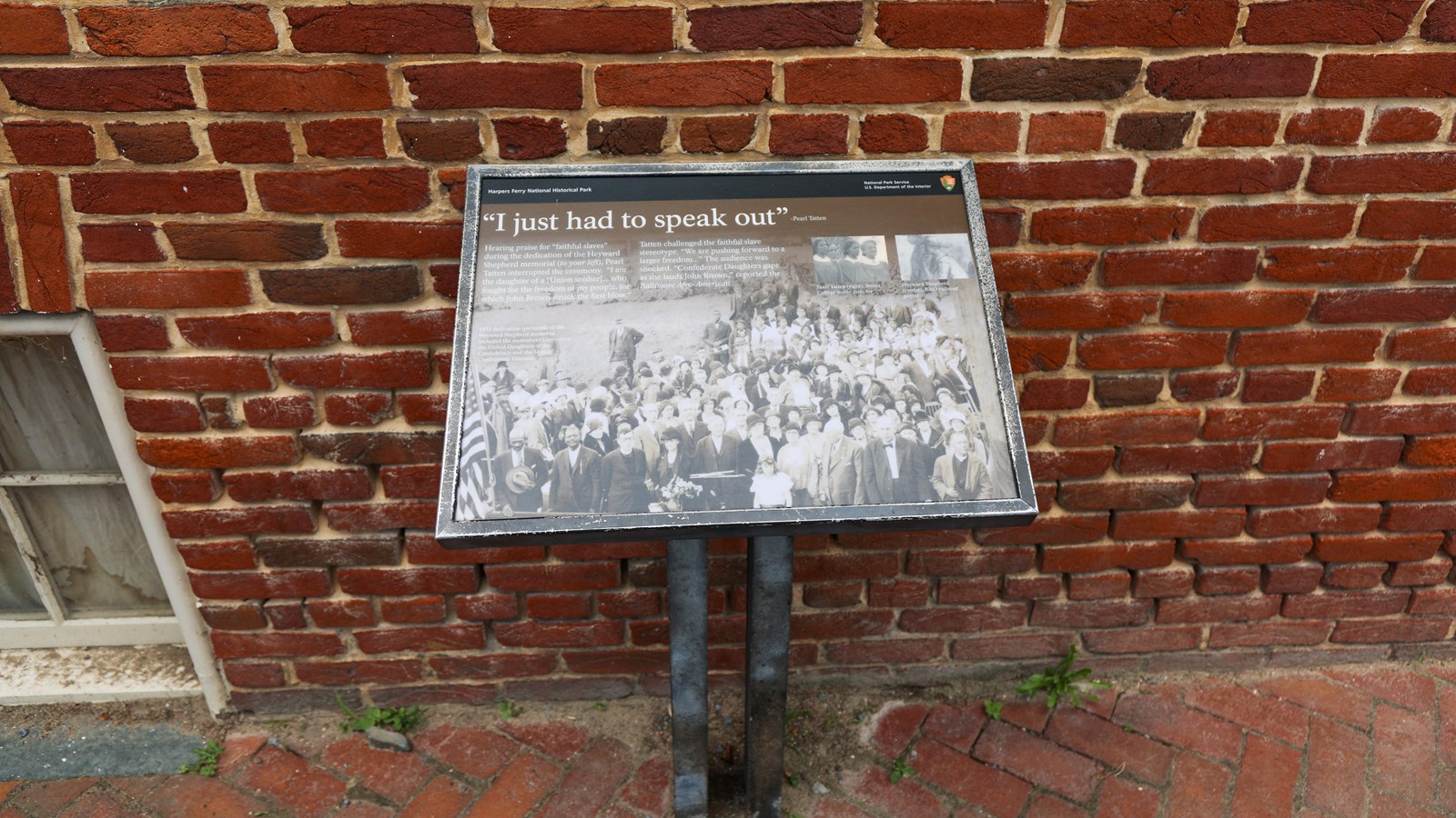 The memorial pictured has a large audience including the Storer College Choir.