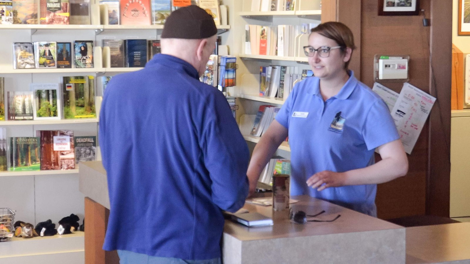 A visitor at the park store.