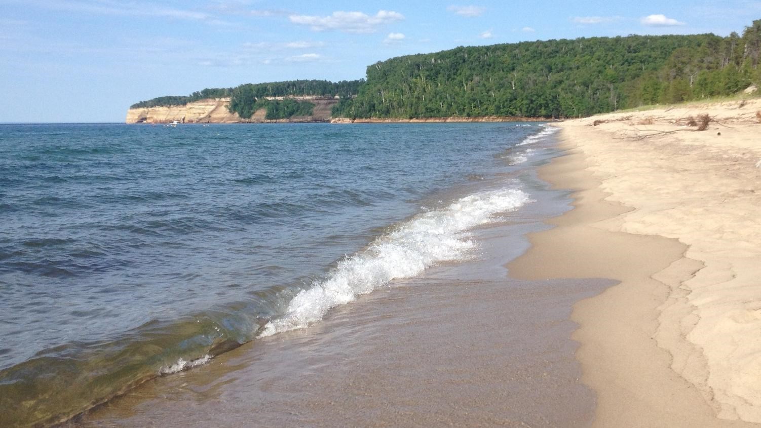 Miners Beach with the cliffs in the distance.