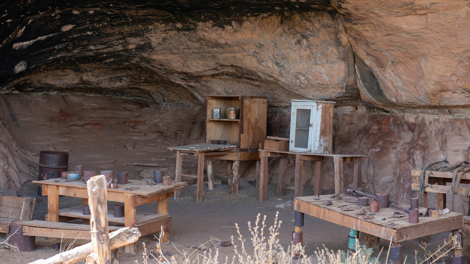 Remnants from a historic camp at Cave Spring. 