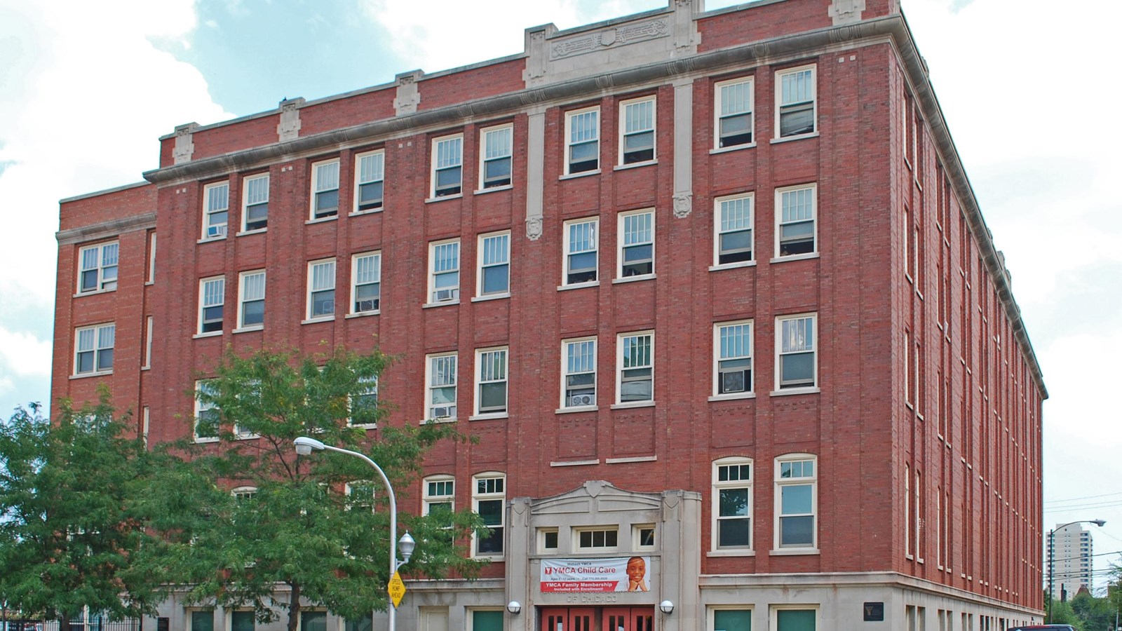 Large brick building.