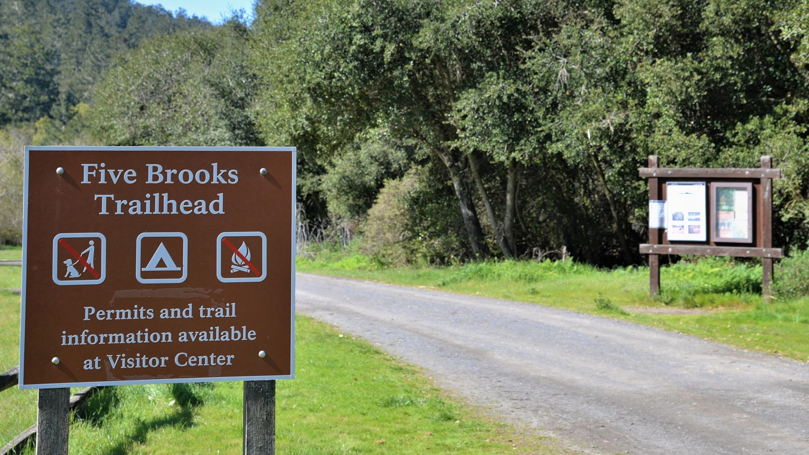 A brown sign reading 