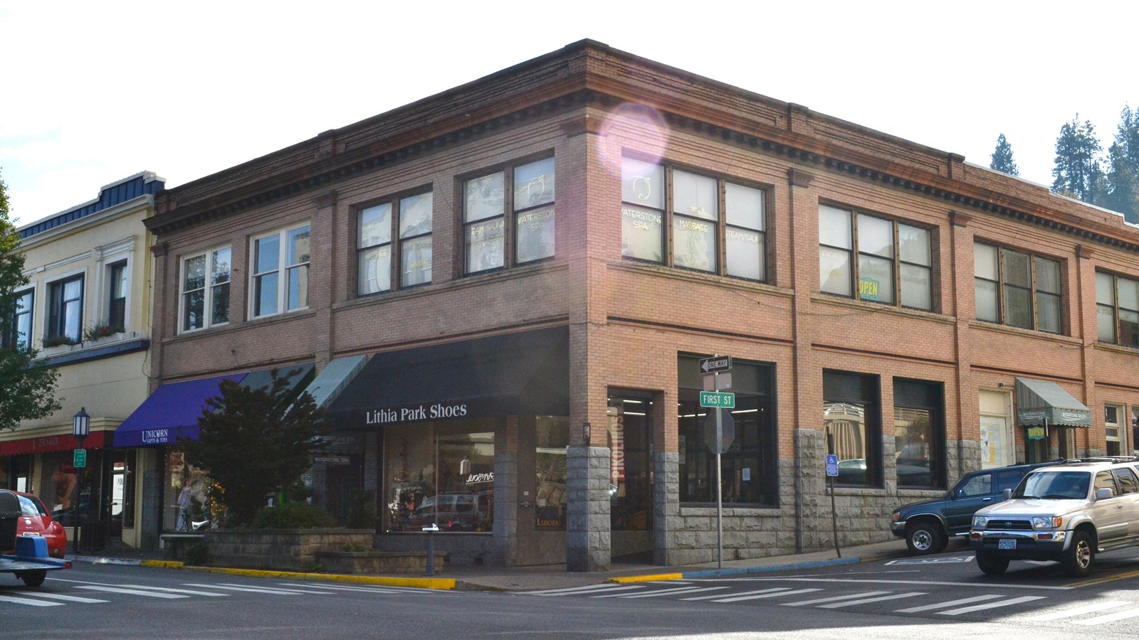 Store front facing the street. 