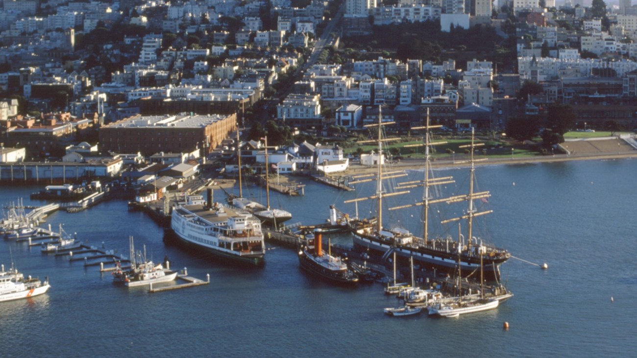 Aerial View of Hyde St. Pier and Ships