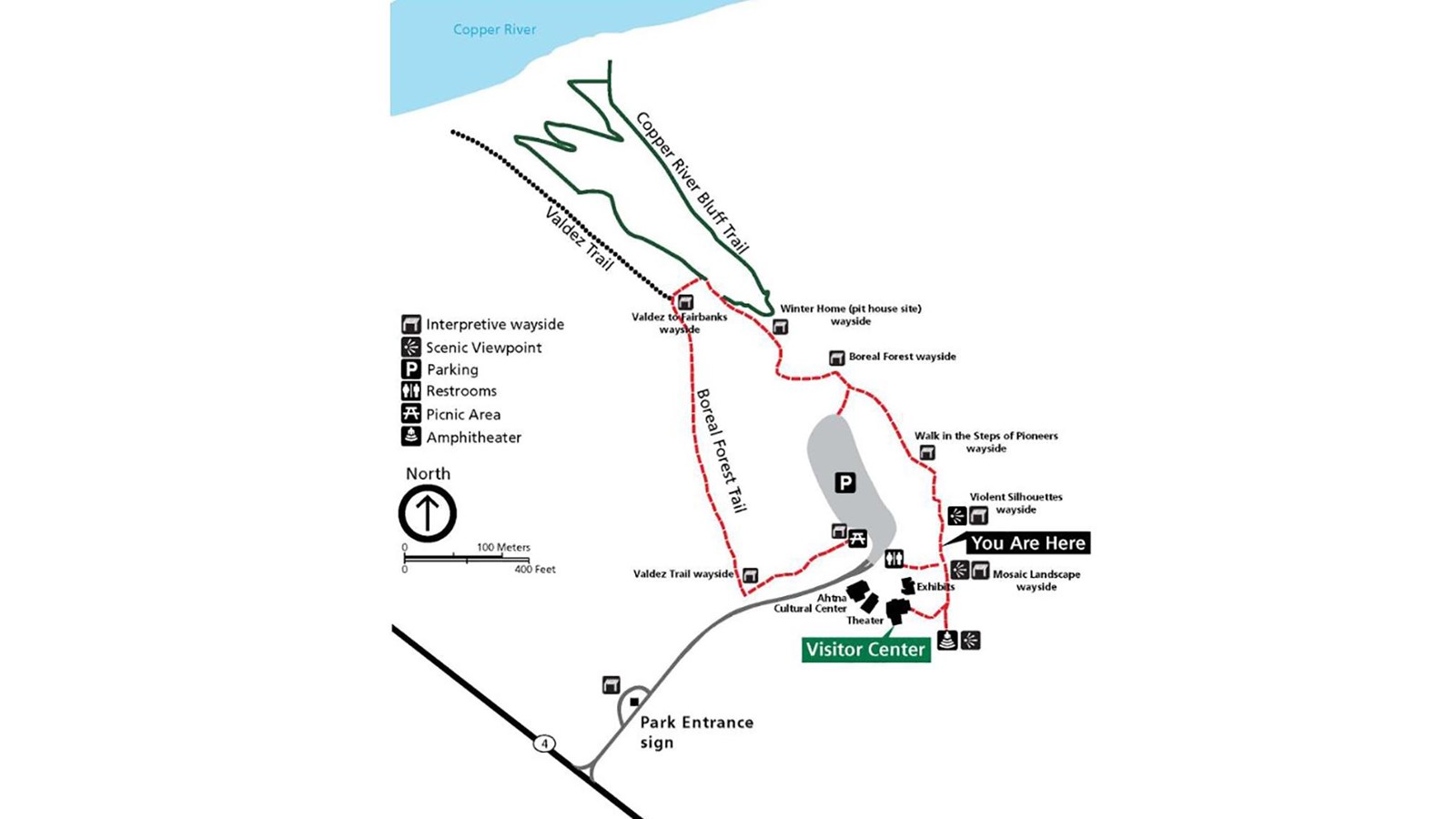 Map of the Interpretive waysides along the Boreal Forest Trail