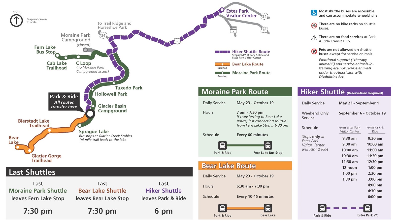Map of RMNP Shuttle Routes